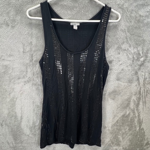 Old Navy Tops - Womens M Black Sequin Striped Tank Top Y2K Indie Sleaze Goth Lite Edgy Glam